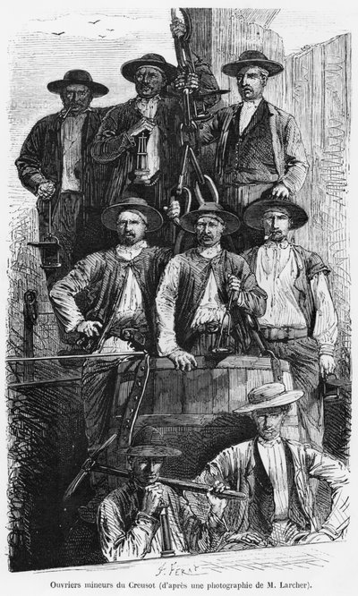 Coal Miners of Le Creusot during the Second Empire, illustration from 